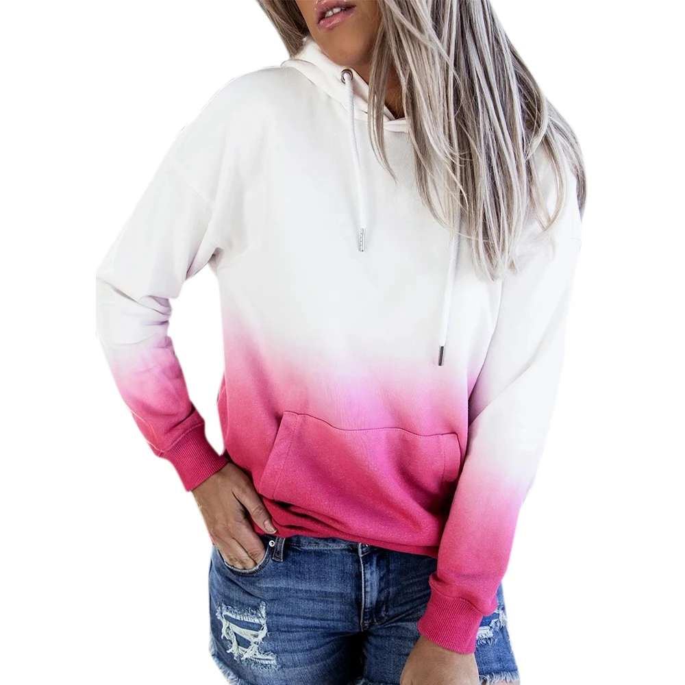 

Autumn Loose Tie Dyeing Print Women Hoodies sudaderas para mujer Pockets Long Sleeve Casual Hooded Pullover Ladies Sweatshirts