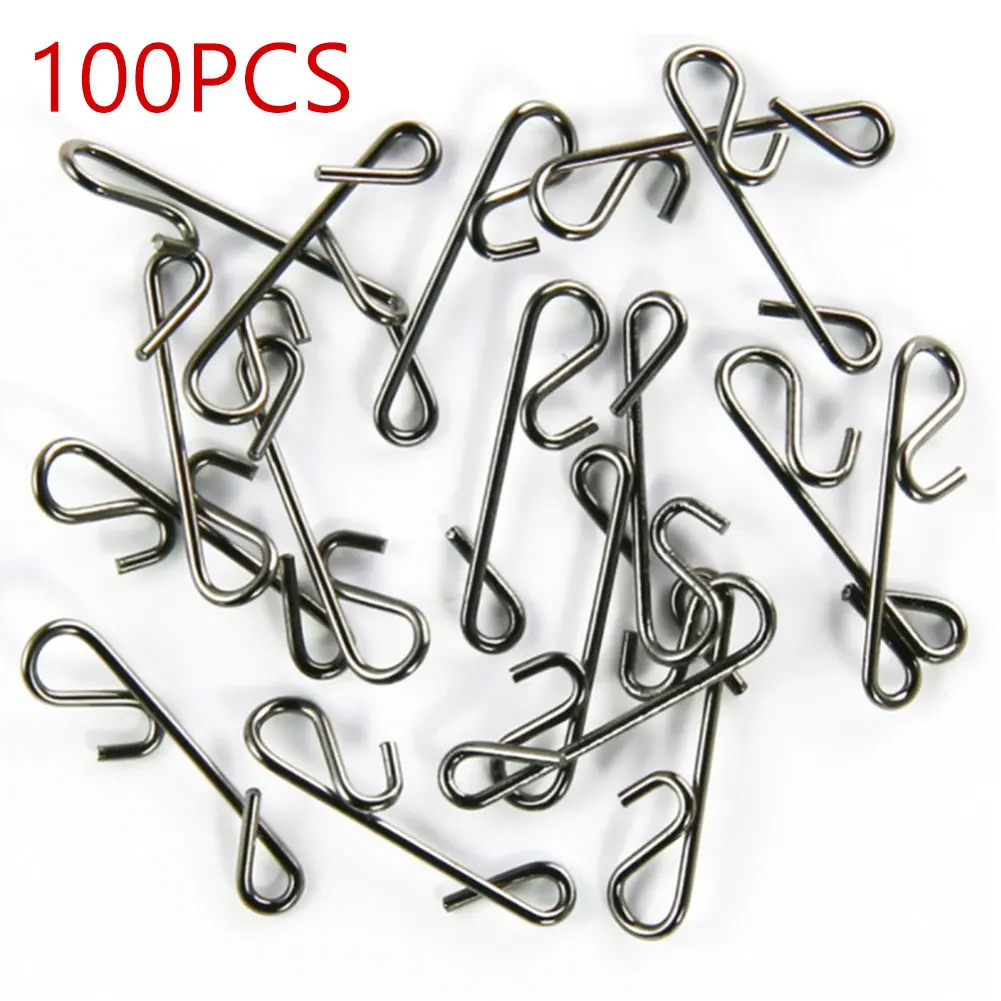 

100pcs Fishing Snap Fast Clips Fishing No Knot Snap for Saltwater Freshwater Stainless Steel Swivels Snap Fishing Connector