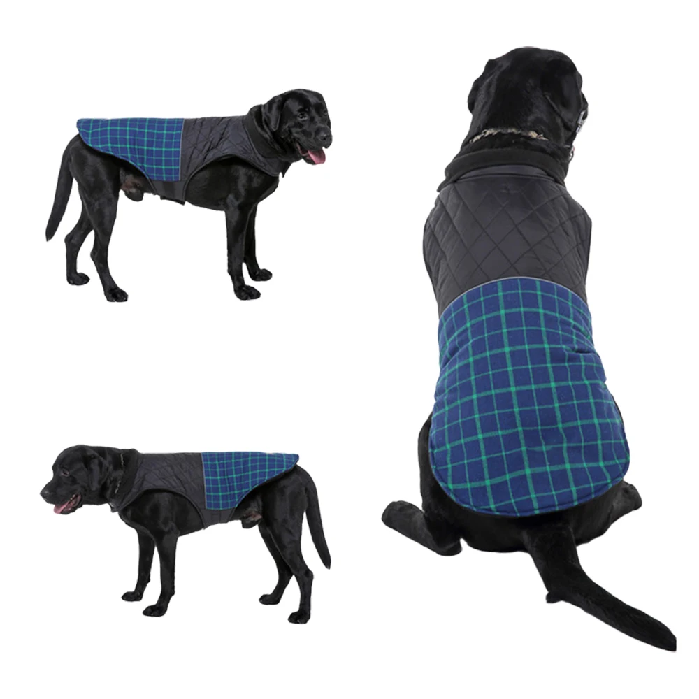 

Reflective Large Dog Clothes Winter Warm fleece Puppy Jacket Plaid Pet Coat Large Dog Clothing Vest For Small Medium big Dogs