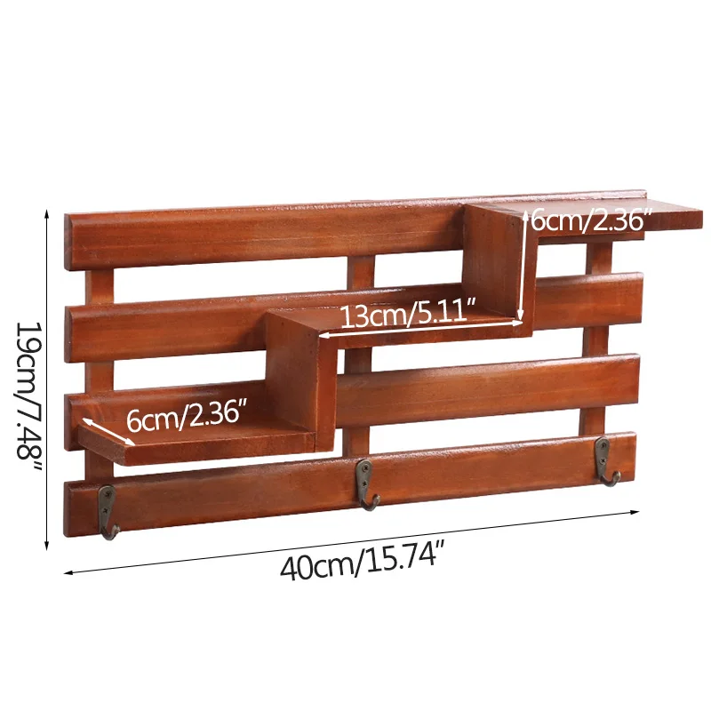 

Wooden Crafts Living Room Decoration Storage Holder Wall Hanging Storage Shelf Sundries Holders Desktop Decoration Storage Rack