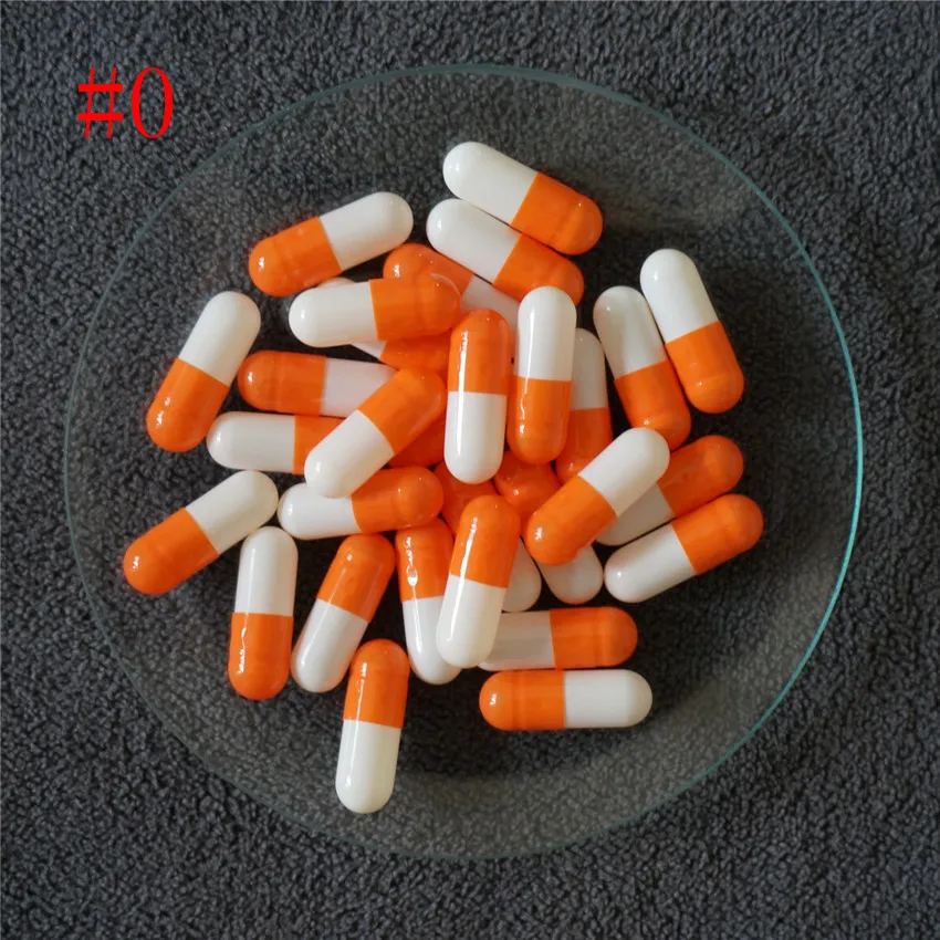 

10000pcs Empty Orange and White Cosmetic Empty Capsules,High Quality 0 Size Hollow Gelatin Capsules,Joined or Separated Capsules