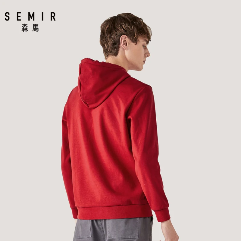 Мужской бархатный свитер SEMIR толстовка с капюшоном и принтом в Корейском стиле