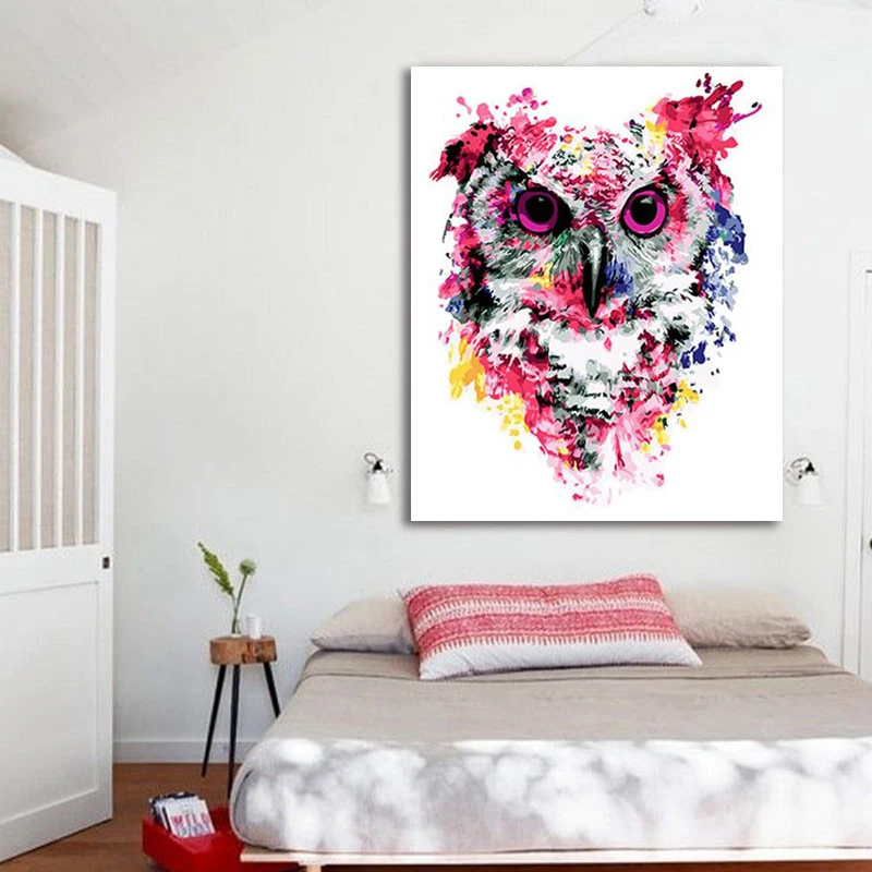 Diy Цифровая картина цвет животных Кролик Фламинго Пудель Сова Тигр лошадь