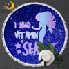 BlessLiving Mermaid Round Beach Towel Cartoon Tassel Tapestry Marine Creature Large Yoga Mat Toalla Girls Blue Blanket 150cm 1