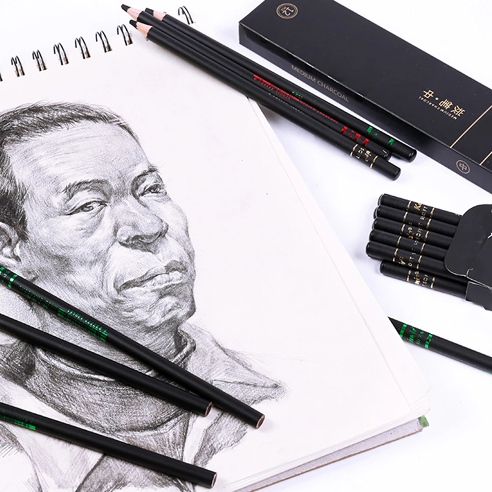 12 шт. карбоновый карандаш для рисования|Угольные карандаши эскизов| |