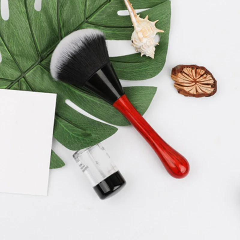 

Foundation Powder Brush Plastic Handle Bright Aluminum Tube Imitation Wood Grain Makeup Brush MPwell