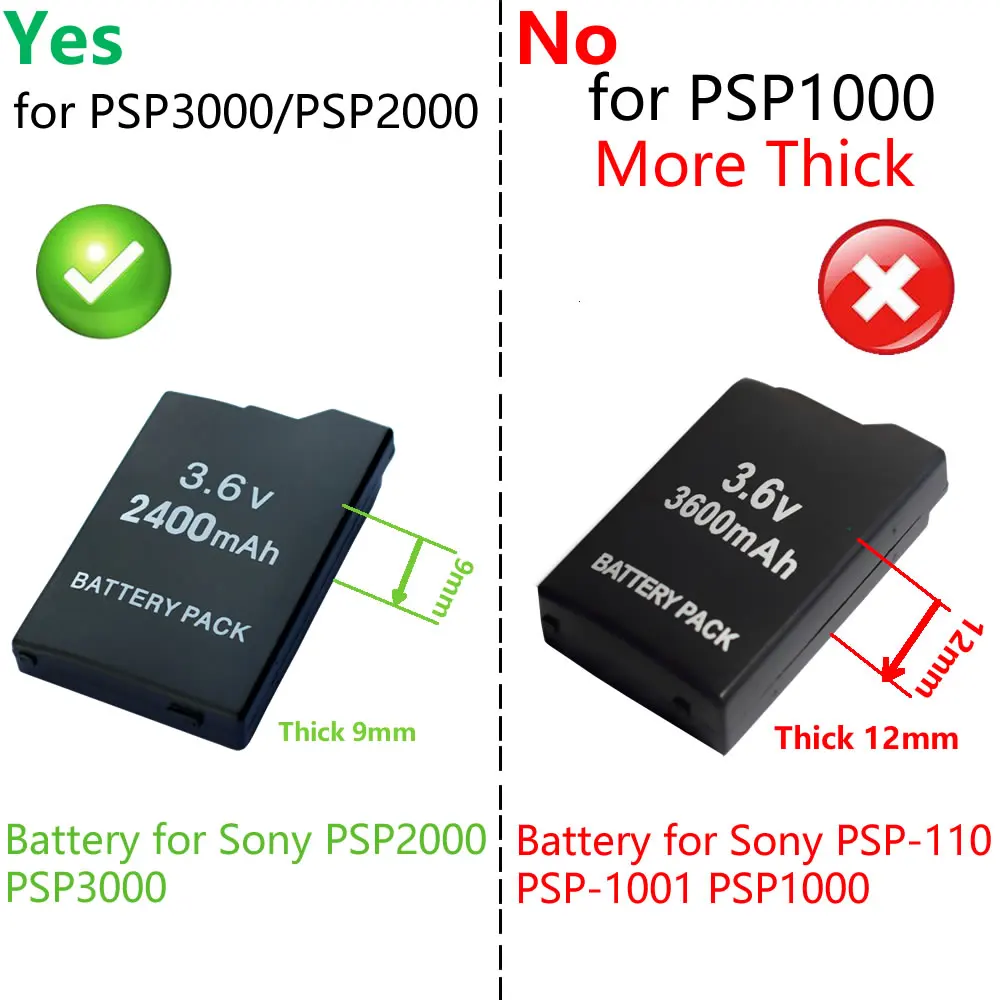 Аккумуляторы 2400 мАч + зарядное устройство переменного тока для Sony PSP 2000 3000 PSP-S110