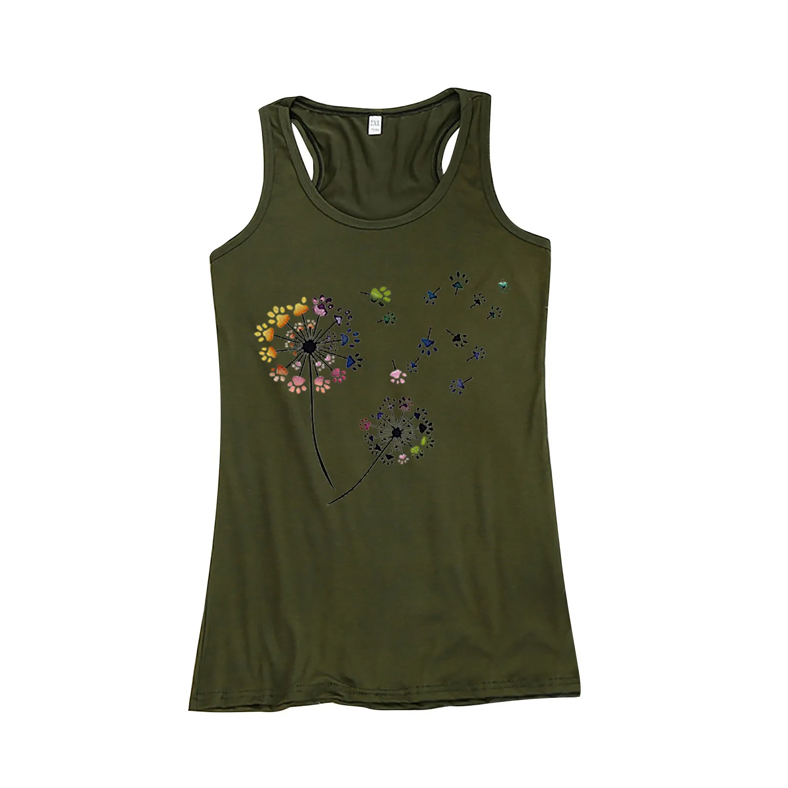 

Tank Top Women Fashion Dandelion Printed Sleeveless Undershirt Tops Summer 2021 Graphic Vest Crew Neck Tank Tops Loose Female