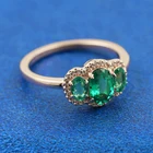 Женское Винтажное кольцо с тремя камнями, покрытое розовым золотом