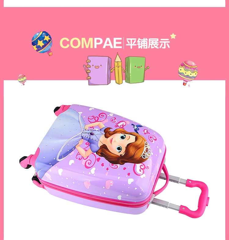 Children's Cartoon Suitcase Child Trolley Case Luggage Kids Schoolbags Travel Suitcase with Wheels 3D 18inch Case Kid's Toys Box