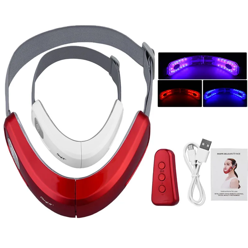 CkeyiN для лица v линия подтяжки подбородка пояс лифтинга Красный Синий СВЕТОДИОД
