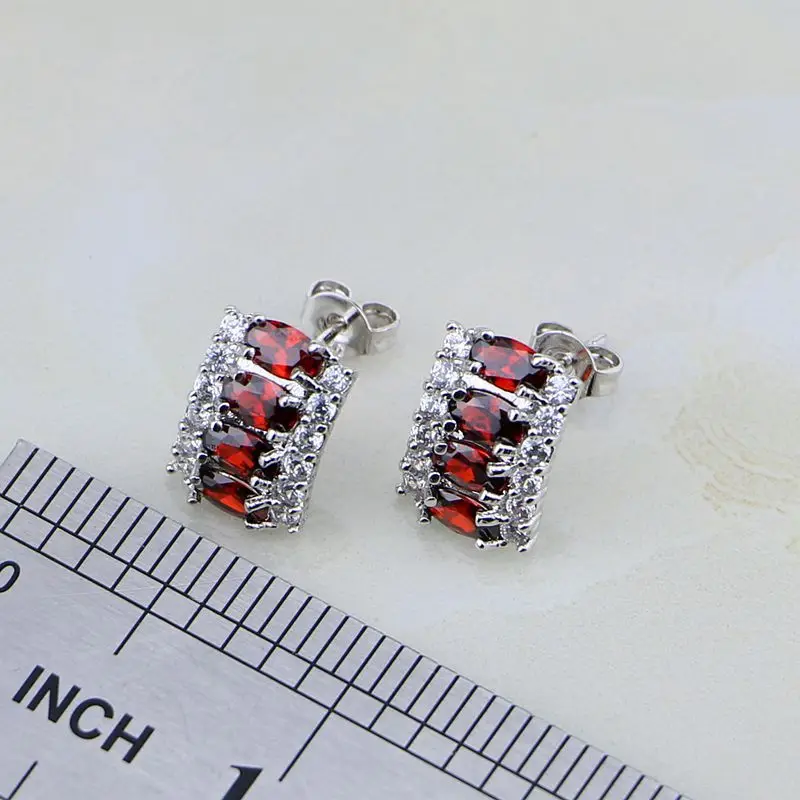 Ювелирные изделия из стерлингового серебра 925 пробы Красный Кристалл белый