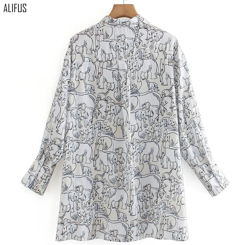 

2020 European and American women's autumn street lapel long sleeve animal print loose casual all-match shirt