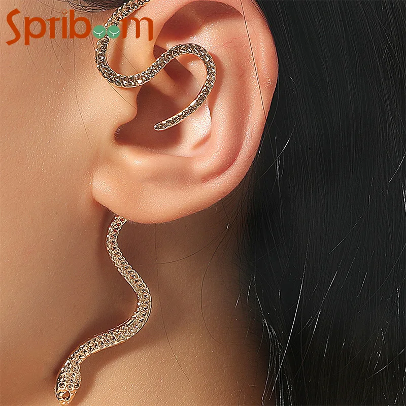 

Snake Ear Cuff Exaggerate Fake Piercing Ear Clip Animal Earrings for Women Vintage Crawl Earring Punk Jewelry Party Accessories