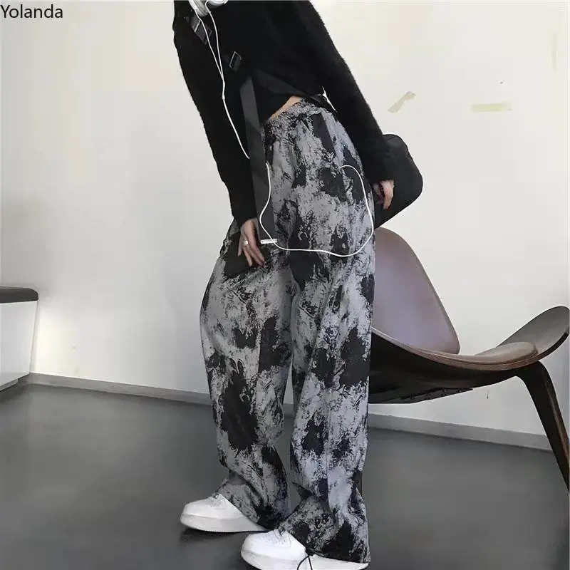 

Трендовые спортивные брюки Harajuku в стиле Хай-стрит с прямыми ногами, женские летние свободные повседневные тонкие женские брюки