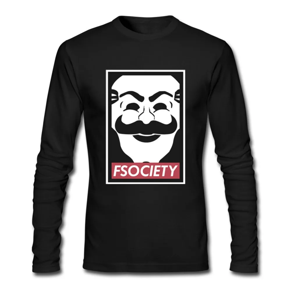 Mr Робот Fsociety футболка с анонимой маской мужские Забавные футболки длинным