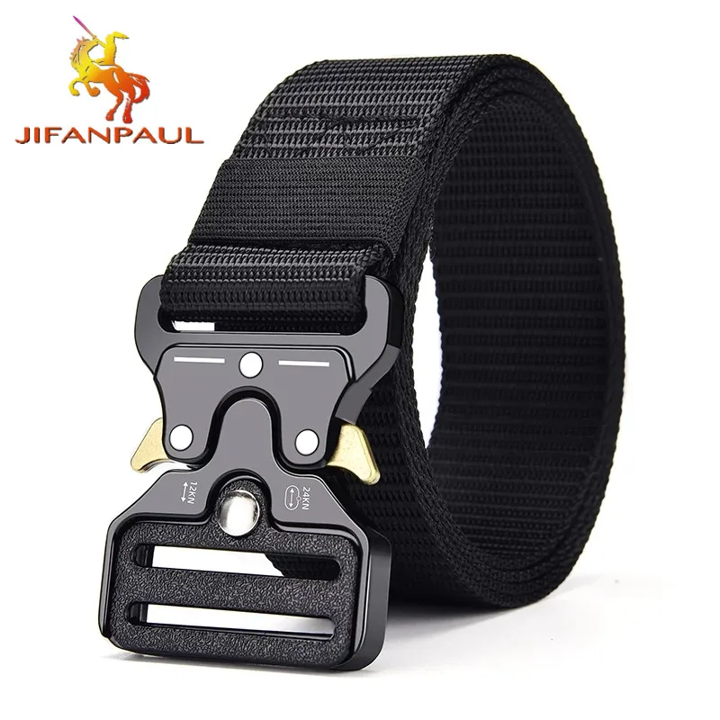 Men's belt outdoor hunting metal tactical belt multifunctional alloy buckle high quality nautical canvas unisex sports luxury