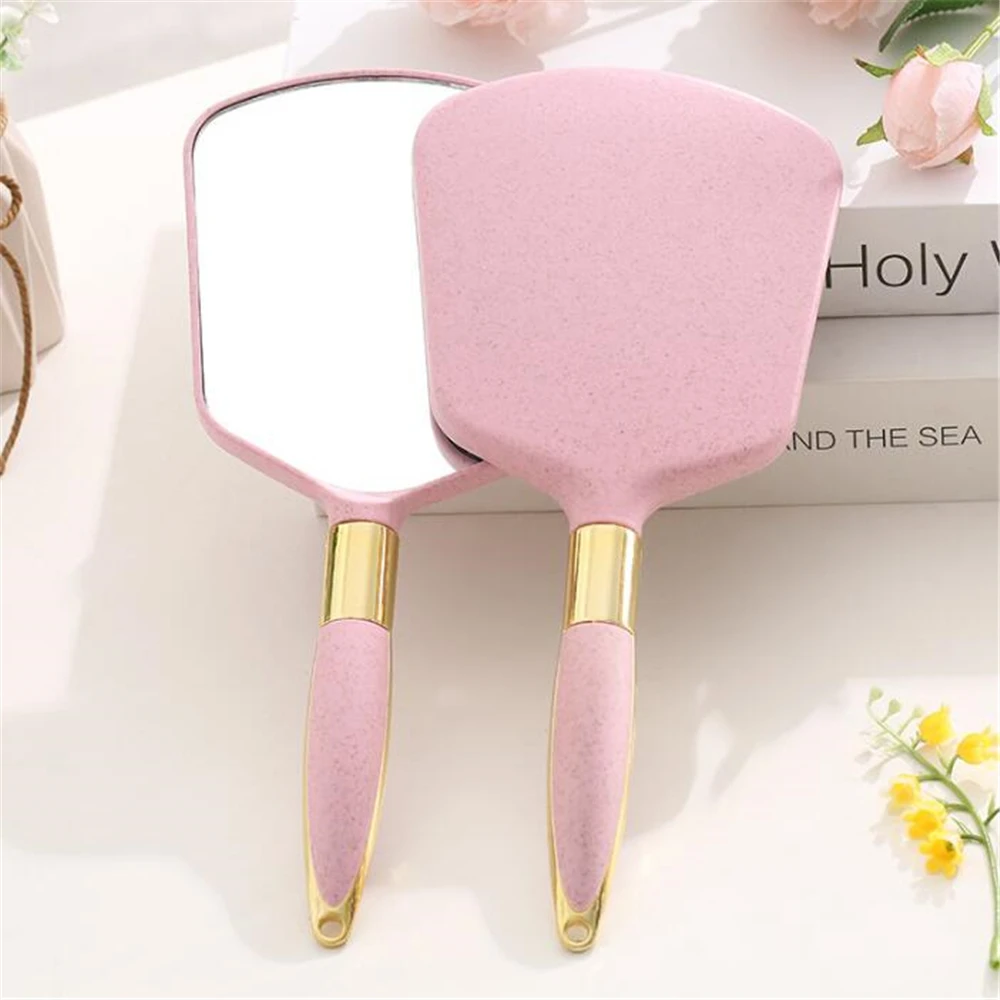

Vintage Handheld Makeup Mirror with Handle Hand Vanity Irregular Salon Dressing Table Compact Mirror for Dentist Home Cosmetics