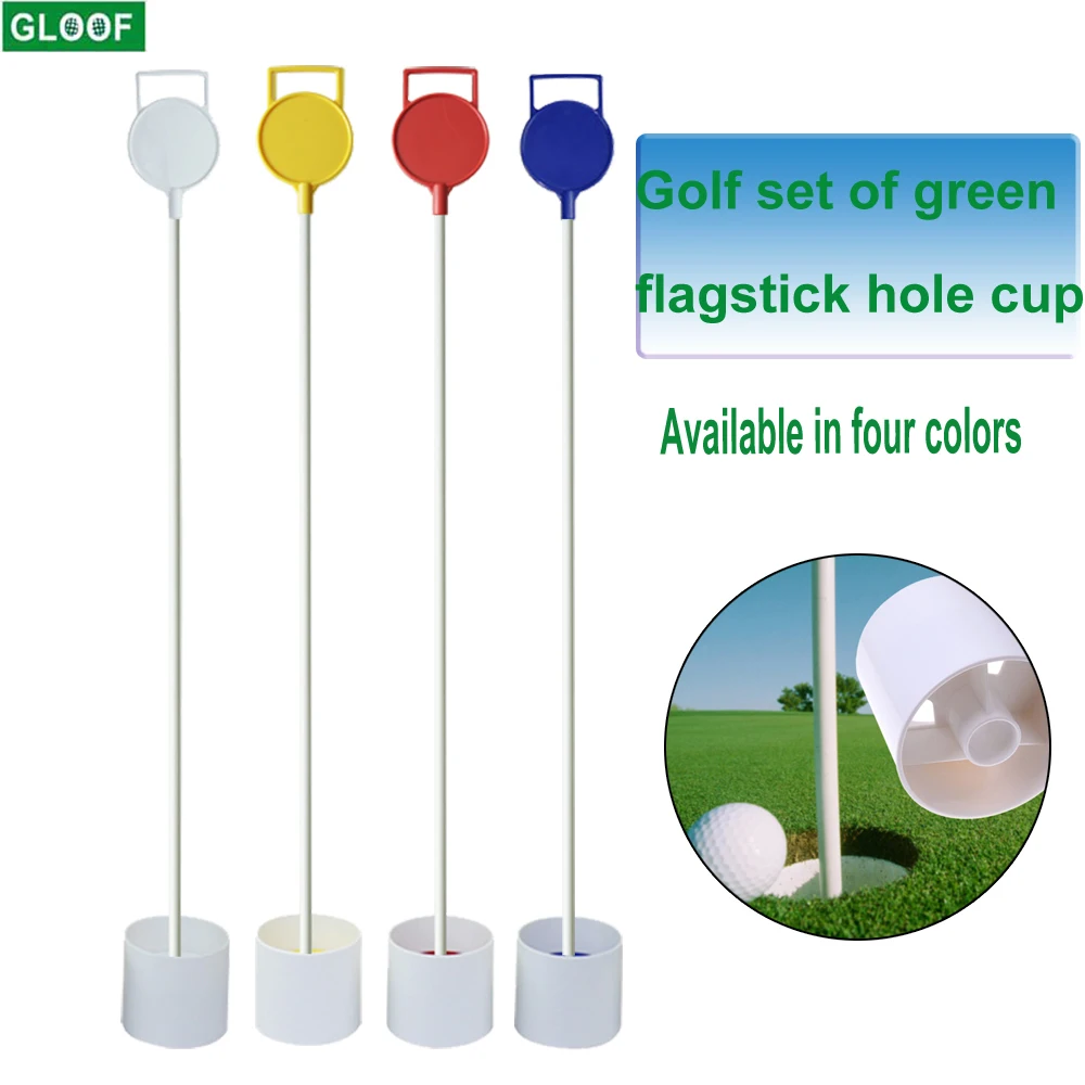 1Set Miniature Golf Flagstick 3FT, Practice Putting Green Flags for Yard, Double Side Double Sewn Golf Pin Flag Hole Cup Kit
