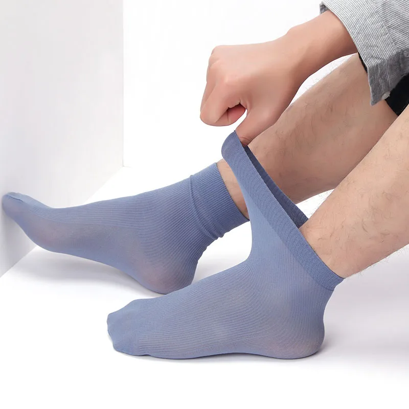 Носки мужские тонкие бамбуковое волокно 10 пар/лот длинные в полоску шелк деловой