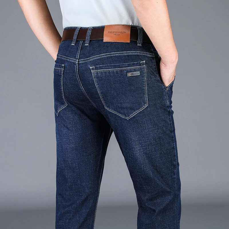 Мужские узкие джинсы из мягкого хлопка эластичные брюки карандаш синего и