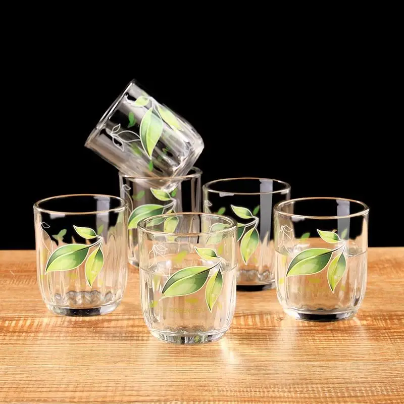 6 шт. набор стеклянных чашек для дома корейская печать прозрачная без крышки
