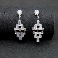 2020 hot sale fashion jewelry exquisite copper inlaid zircon earrings simple small square daily wild earrings for women