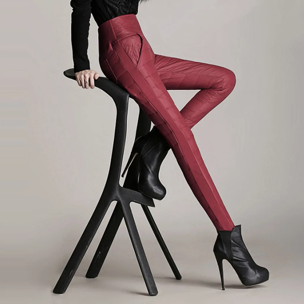 Женские леггинсы с высокой талией элегантные красные размера плюс женские