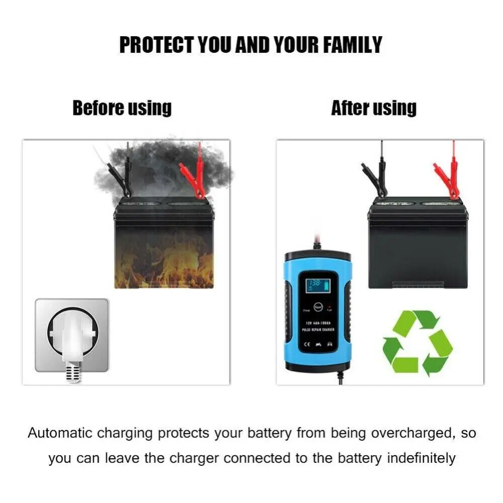 Автоматическая зарядка для автомобилей и мотоциклов Батарея Зарядное