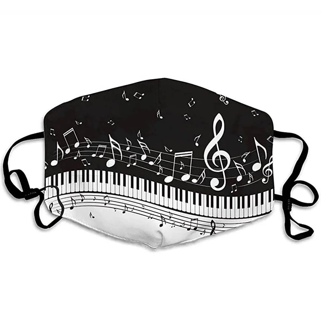 

Creative Piano Melody With Melodious Notes Washable Breathable Mask Reusable Mask With PM2.5 Filter Refills For Adult And Child