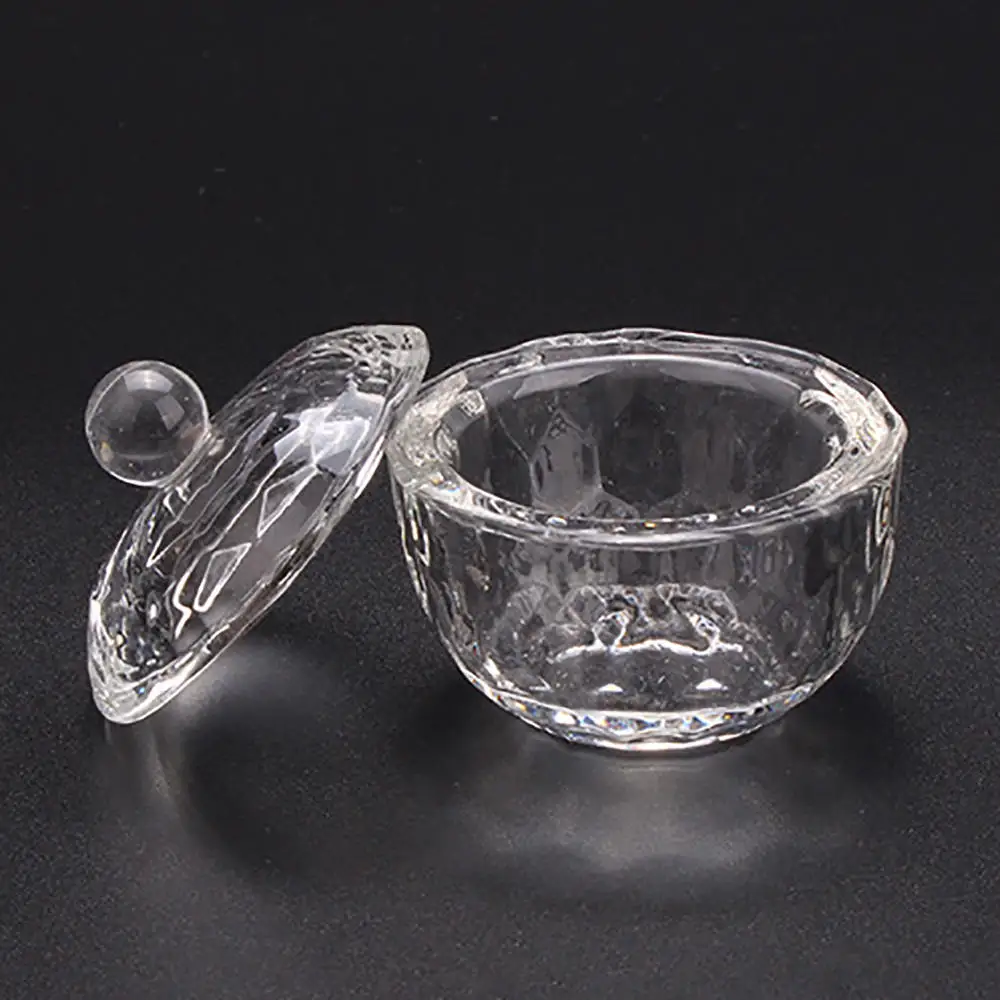 2 шт. стеклянная Хрустальная чашка с крышкой специальная для ногтей жидкого