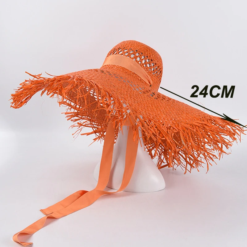 Шляпа женская из рафии с широкими полями Пляжная Панама от солнца дышащая