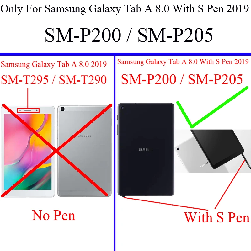 Чехол из искусственной кожи для Samsung Galaxy Tab A 8 0 с S Pen 2019 защитный чехол держателем и