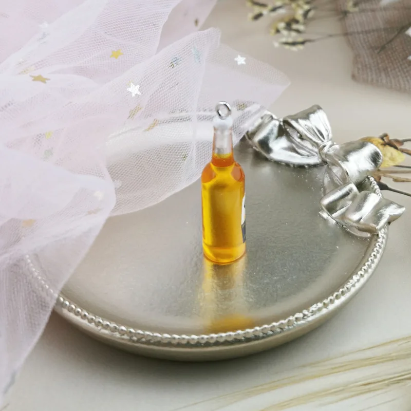 

10pcs/lot Resin Drink Beer Bottle Colorful Charms Simulation Pendant DIY Keychain Necklace For Jewelry Making DIY Accessories