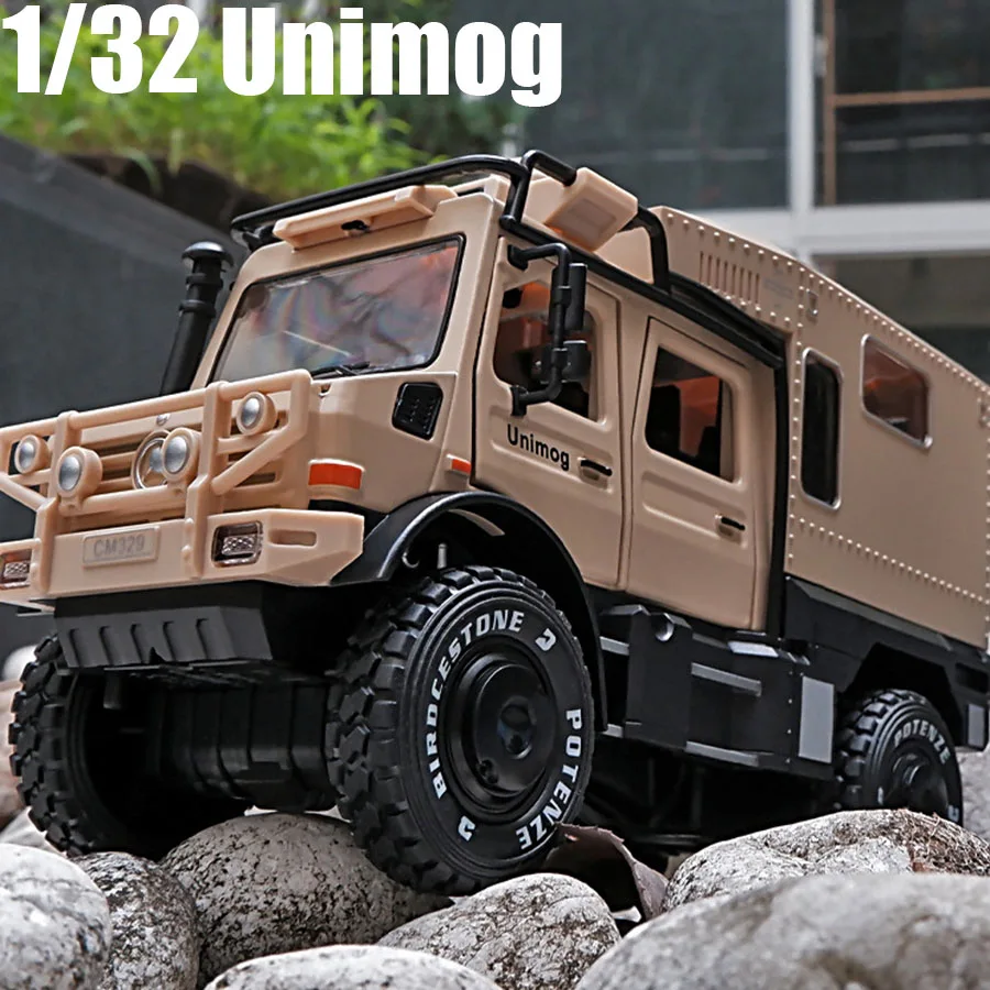 

1:32 Unimog Motorhome Diecast Alloy Model Car Military Vehicle Miniature Off-Road RV Metal For Children Gifts Free Shipping