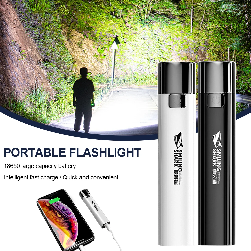 

LED Flashlight Portable Lightweight USB Rechargeable Torch Light Power Bank with High Brightness for Camping Outdoor Activity