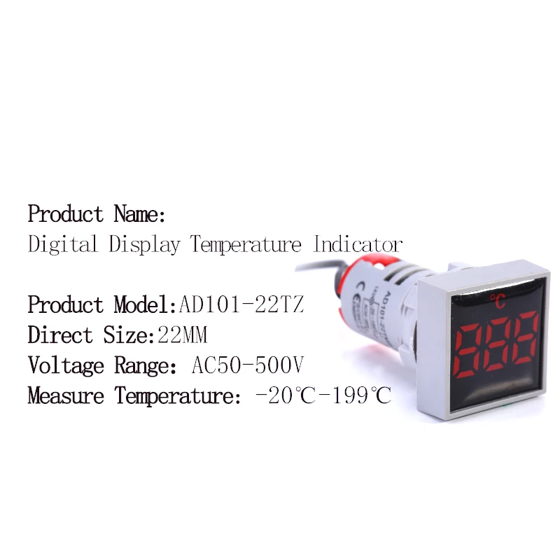 

Цифровой термометр-20-199 градусов Цельсия, 22 мм, 50-500 В переменного тока