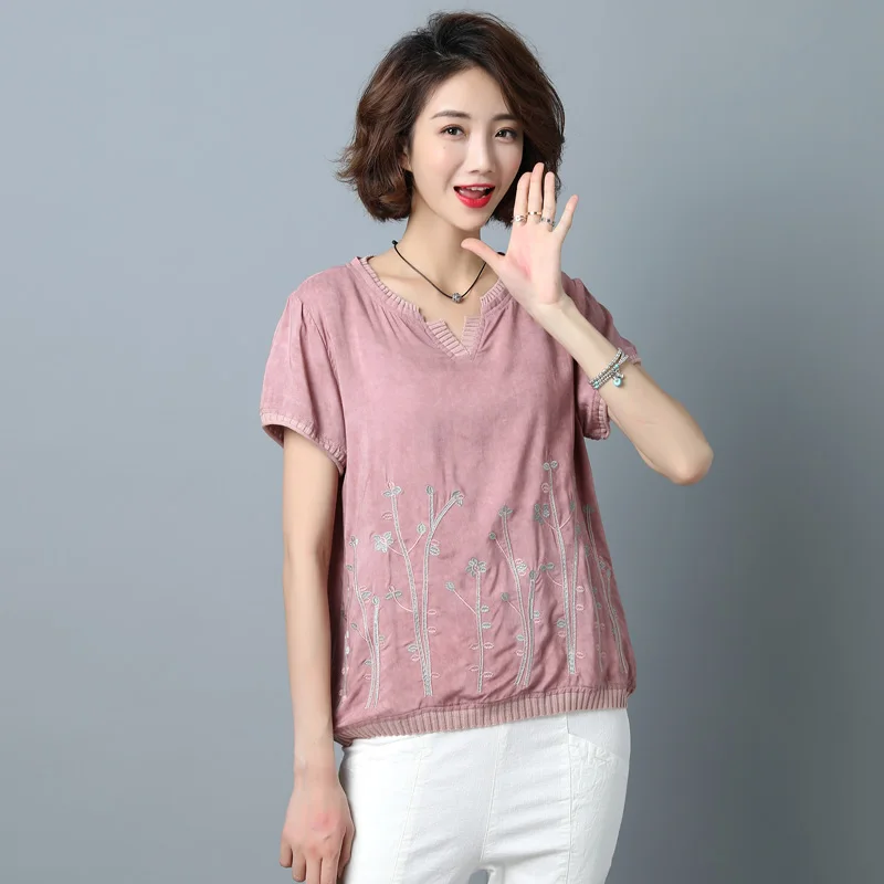 Летняя футболка для женщин среднего возраста большие женские удобные топы 4