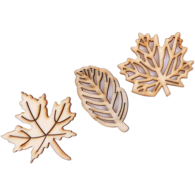 

10pcs/lot Mix Leaf Natural Wood Chips Embellishments Scrapbooking Crafts Supplies Handmade Leaves Art Graffiti Button