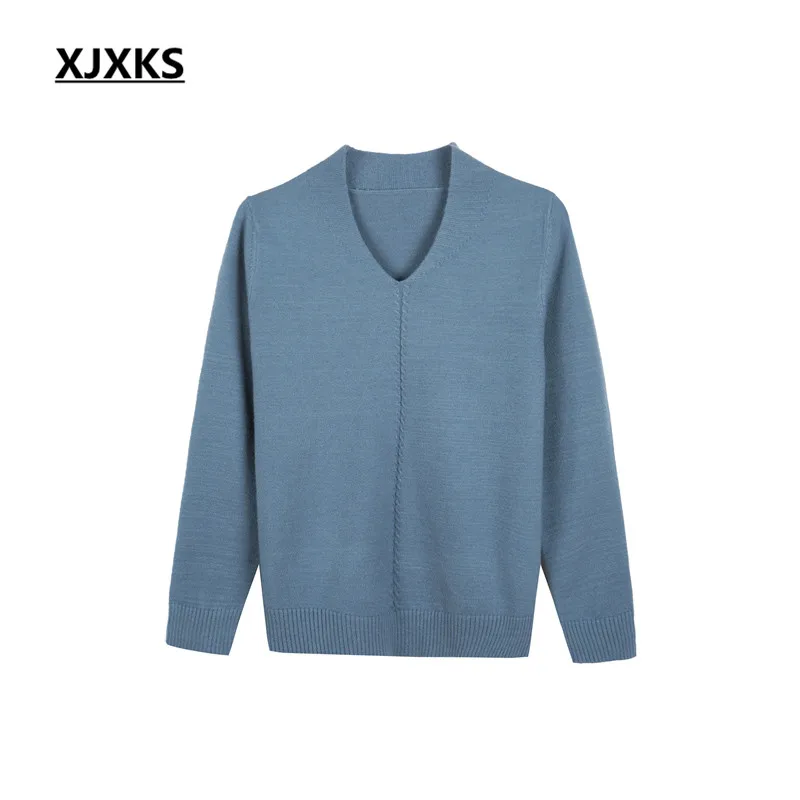 Модный женский свитер XJXKS с V-образным вырезом новинка сезона осень-зима 2022