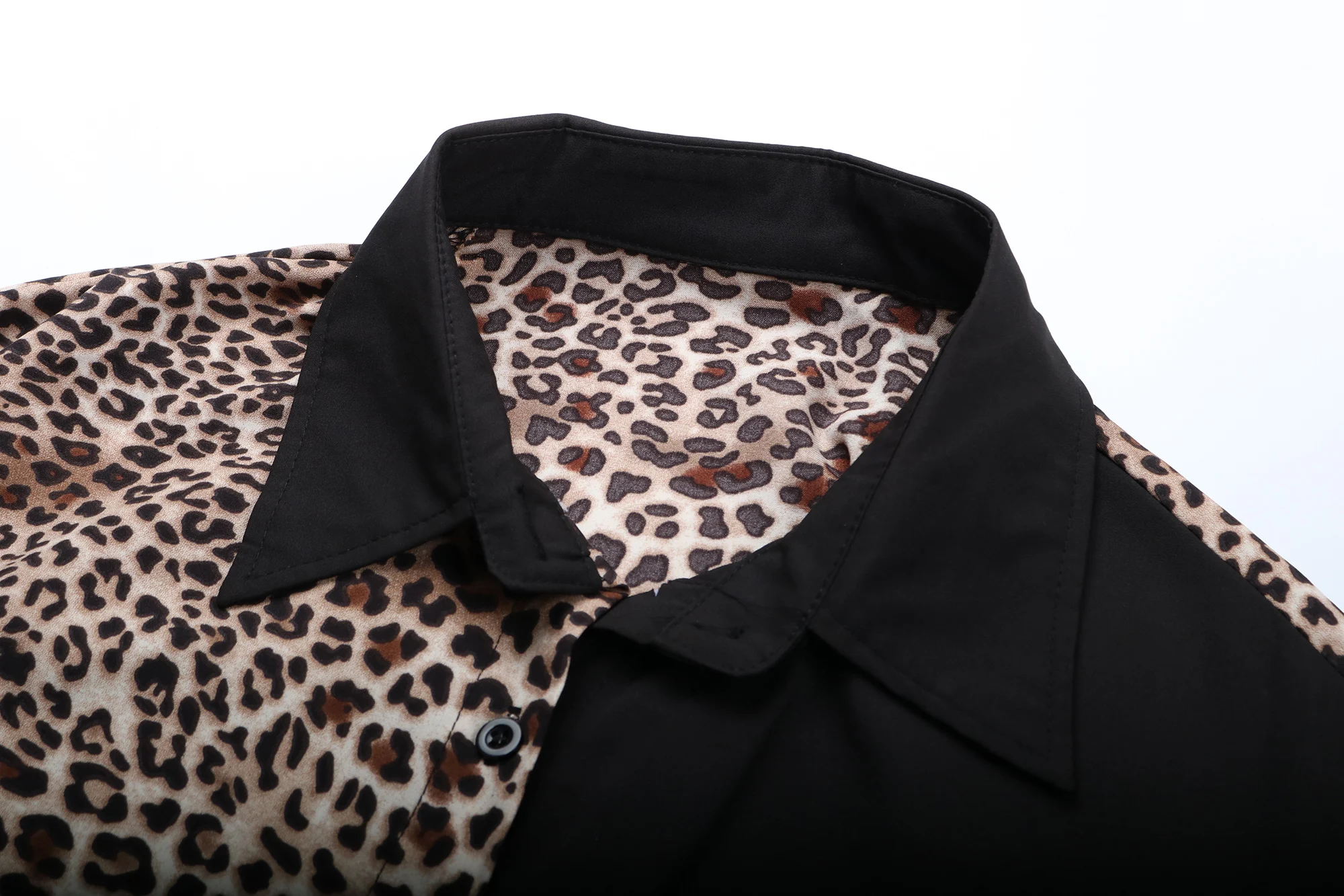 

Fashion Leopard Patchwork Pocket Shirt Dress Elegant Women Drawstring Bandage Sashes Sexy High Waist A Line Mini Ladies Dresses