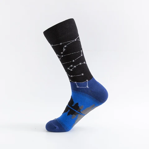 MODA MULAY счастливые мужские носки для женщин звездное небо забавные носки общий большой размер высокий запас Туманность ночное небо отражение хлопок материал