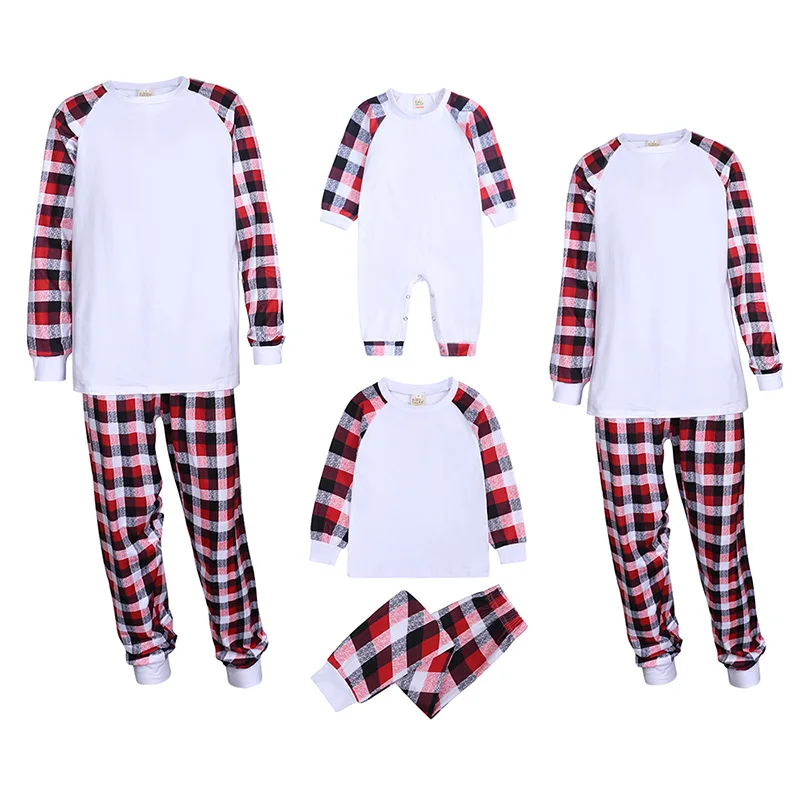 

Family Clothing Sets Autumn Christmas Clothing for Boys Red Plaid Splicing Kids Pajamas Sets Winter Baby Girls Homewear Suit 8 Y