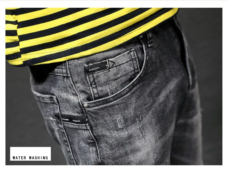 Summer New Men's Jeans Hole Slim Stretch Thin feet pants Fashion Korean Style Straight Casual trousers Streetwear | Мужская одежда