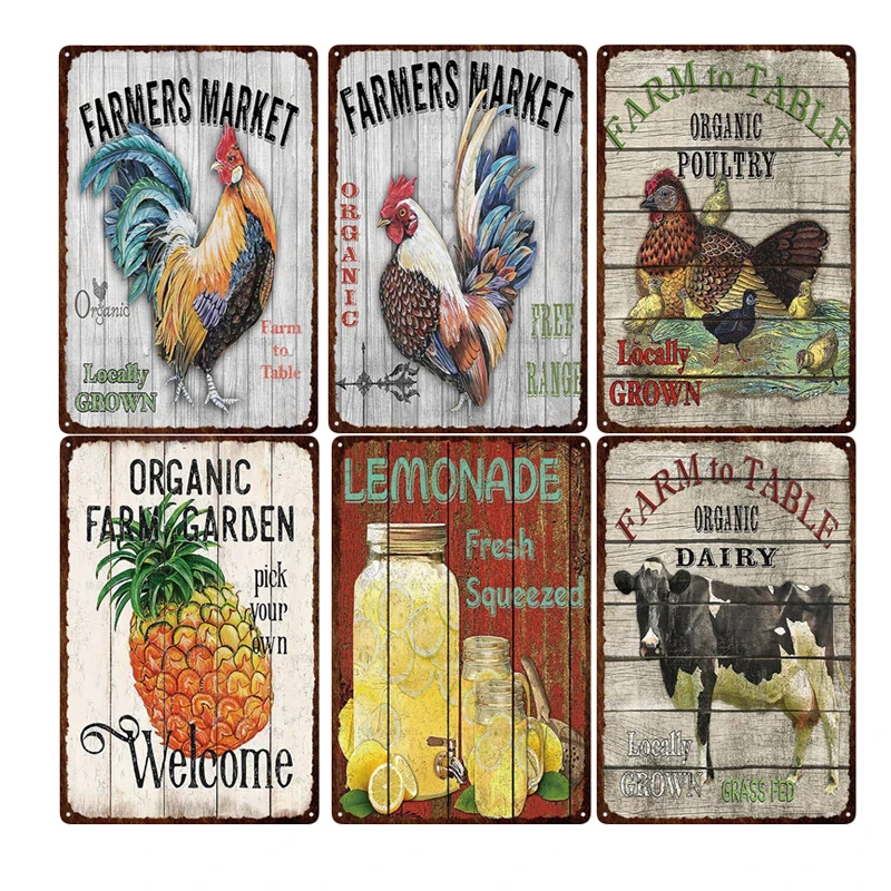 

Vintage farm Chickens eggs tin signs metal plaque farm metal plaque wall decor farm sign decoration art print iron painting