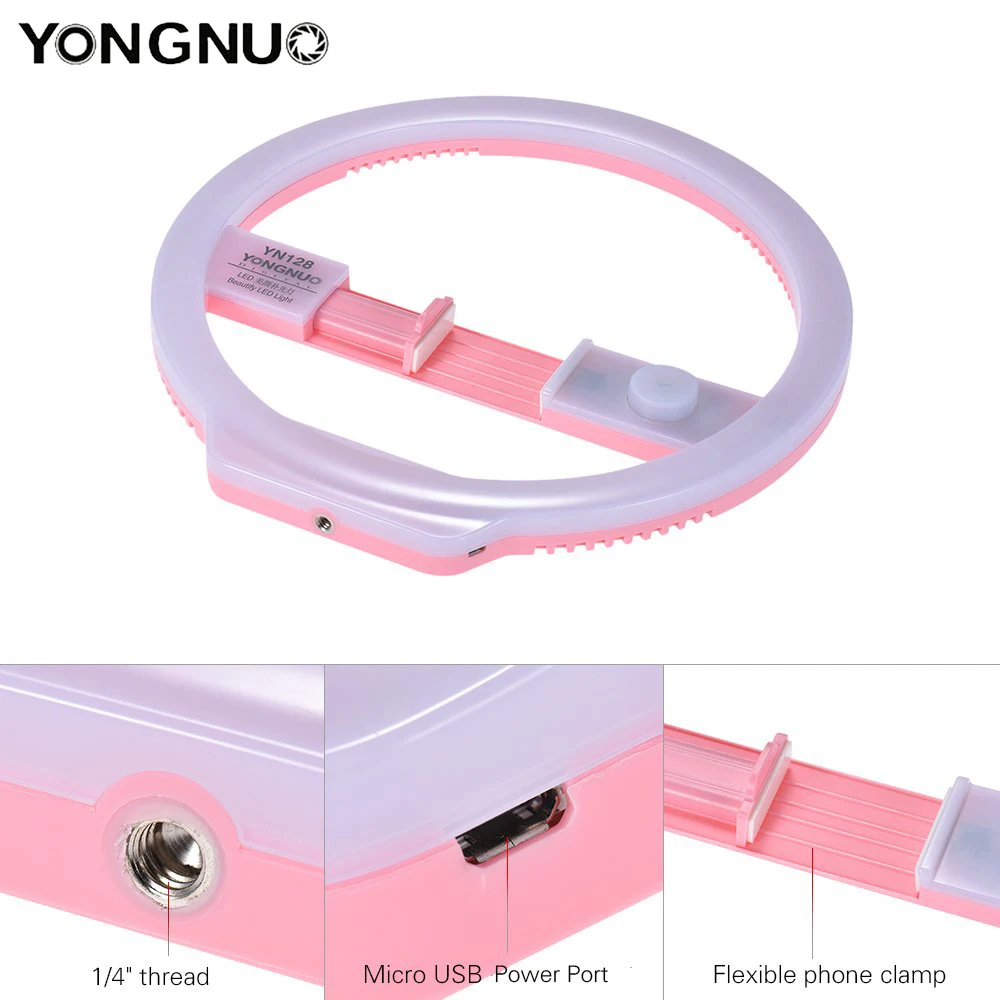 YONGNUO YN128 кольцевой светильник светодиодный камера телефон селфи фотография кольцо светильник для iPhone samsung Canon Nikon камера светодиодный видео светильник