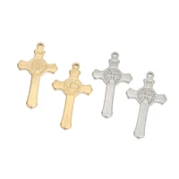 10pcslot stainless steel 3821 5mm gold plated medal cross pendants for diy jewelry necklaces making crucifix charm findings