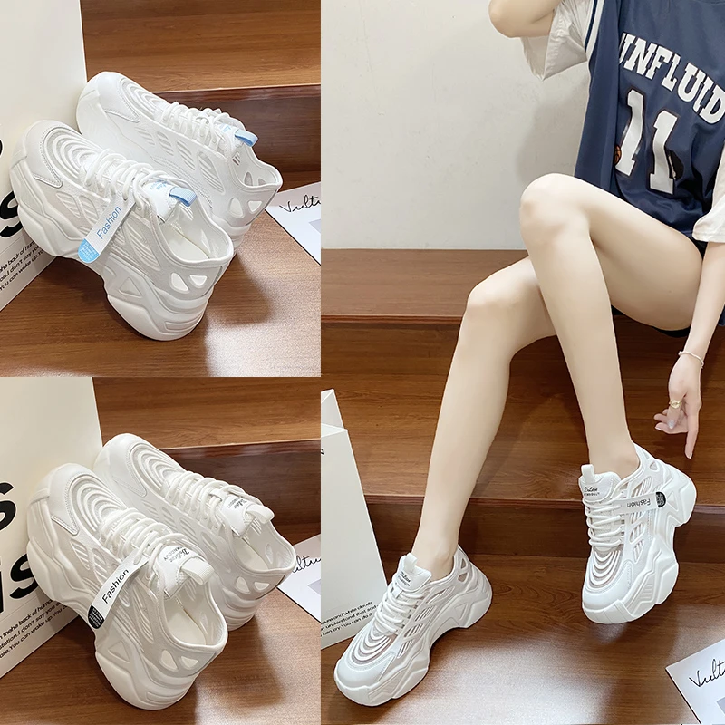 

Spring Women Platform Sneakers Designers 2021 New Breathable Chunky Vulcanize Shoes Woman Mesh Casual Ulzzang Dad Shoes Trainer