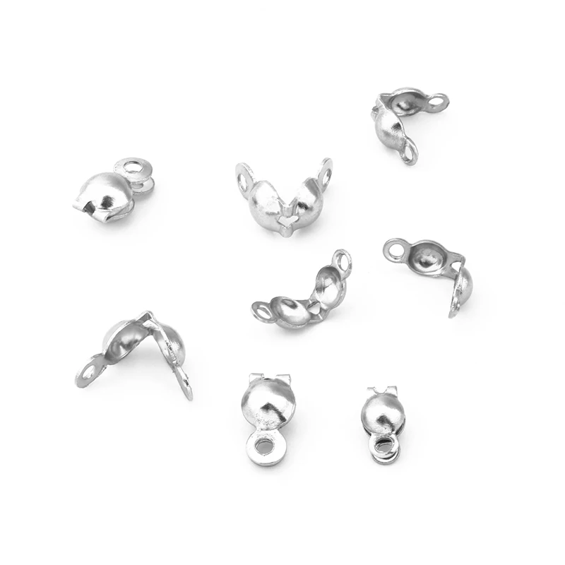 100Pcs Stainless Steel Necklace Chain Connector Clasp Accessories Ball Chain Crimps End Beads Findings For DIY Jewelry Making