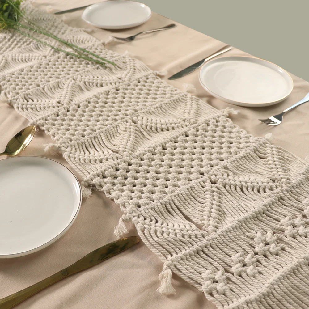 Настольная дорожка макраме в стиле бохо ажурное свадебное украшение с